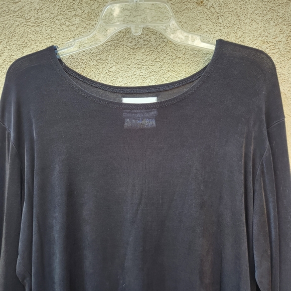 FLAX by Jeanne Englehart Women's Top Large Black Stretch Long Sleeve Minimalist - Picture 2 of 11